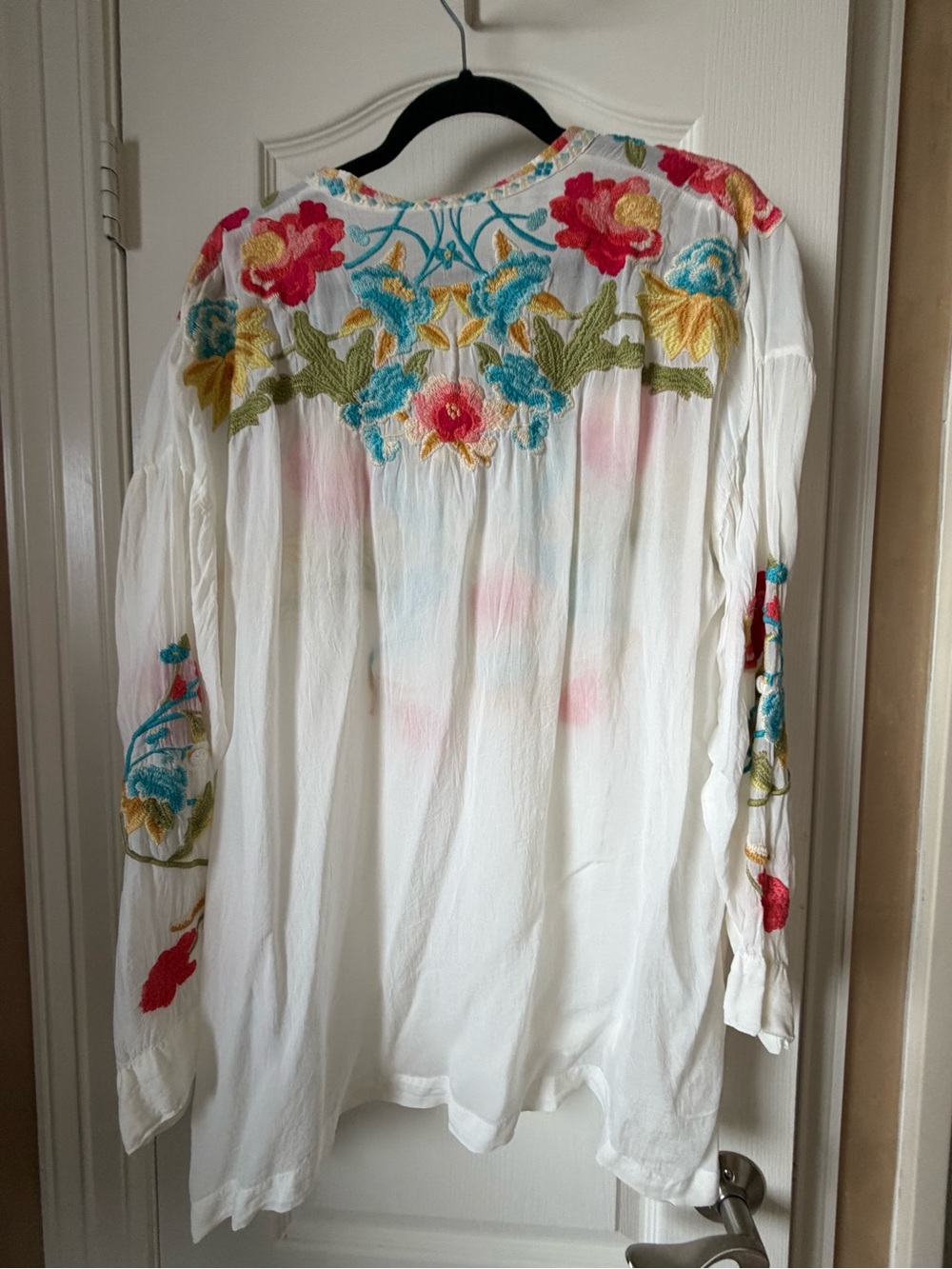 Johnny Was White Embroidered Floral Tunic Top - Picture 6 of 9